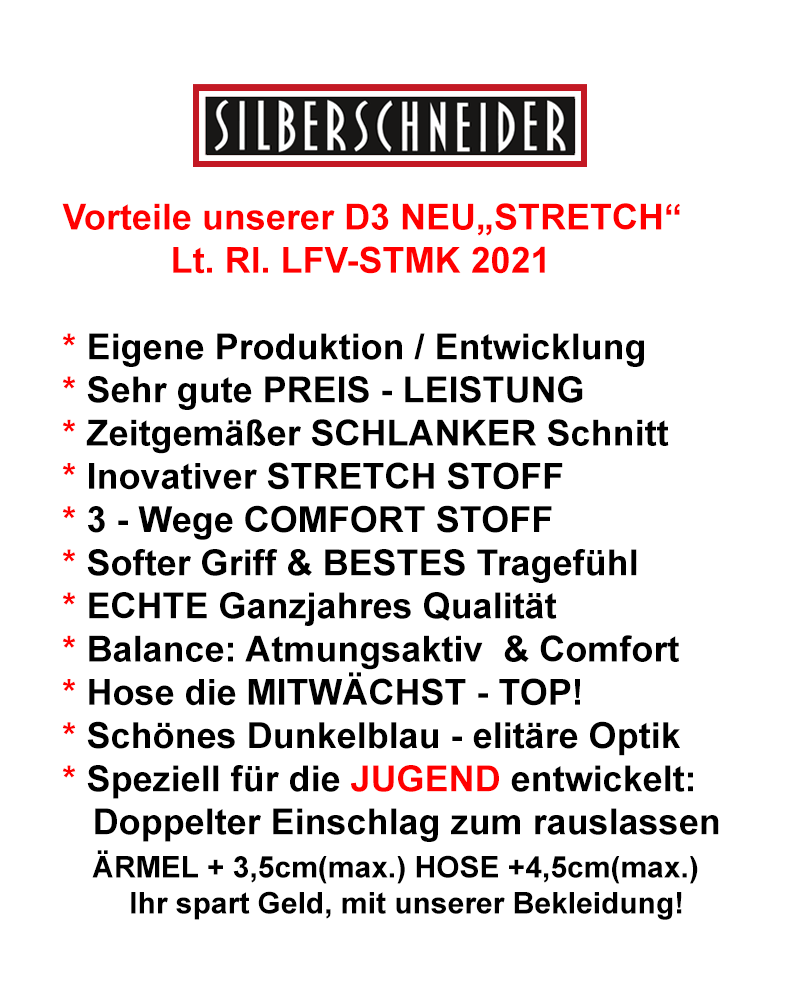 d3 blau neu stretch, d3 neu laut richtlinie lfv stmk, top stretch stoff in der steiermark