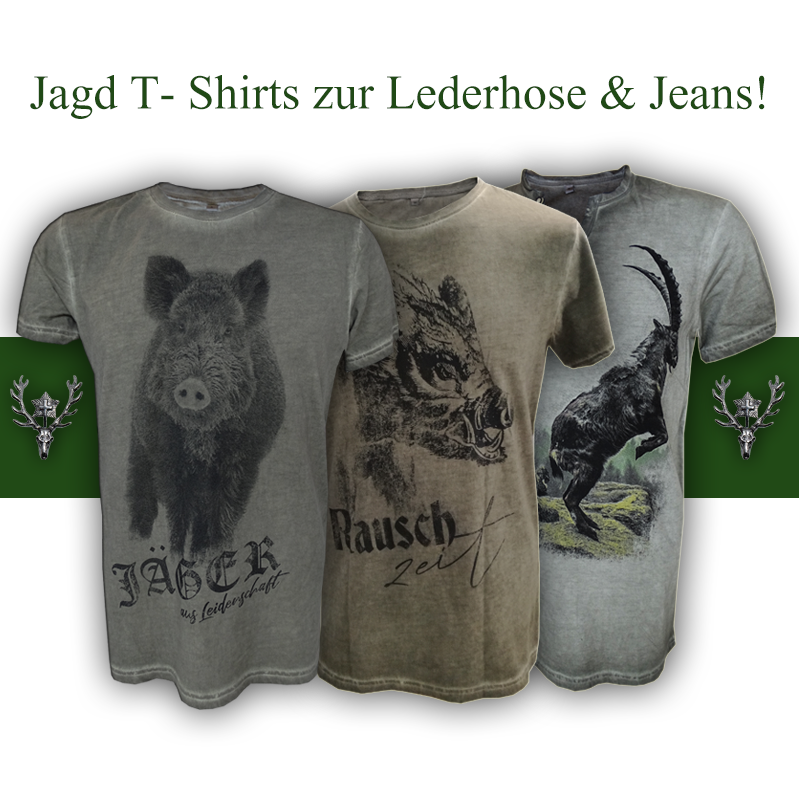 herren jagd t-shirts zur lederhose und jeasn, wir haben coole und modische herren jagd shirts fuer die steiermark