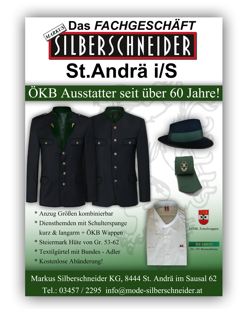 kameradschaftsbund steiermark bekleidungs ausstatter, wir sind ein fachgeschaeft fuer steirische bekleidung, wir haben bekleidung fuer den oekb steiermark, wir sind im bezirk leibnitz und bezirk deutschlandsberg ein fachgeschaeft fuer oekb einkleidungen