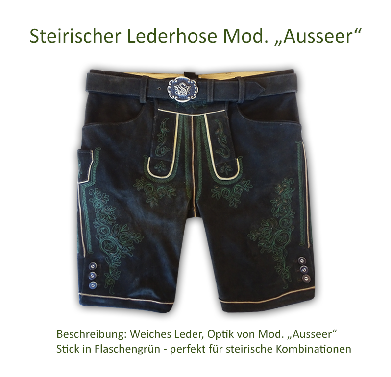 slim fit lederhose in der ausseer optik, pefekte lederhose fuer die steiermark, die lederhose passt fuer jeden anlass